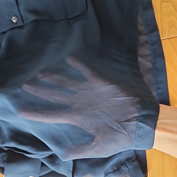 Double Zero Sheer Navy Dress With Slip, Size S - Picture 7 of 12